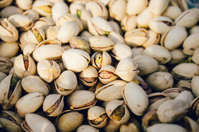 Full frame shot of pistachios for sale at market