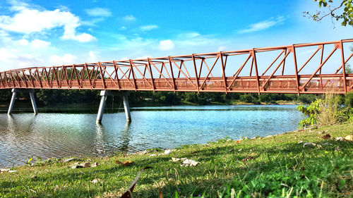 Bridge over river against sky