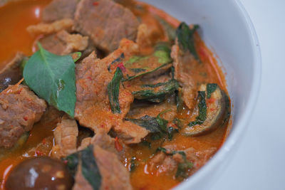 High angle view of meal served in bowl