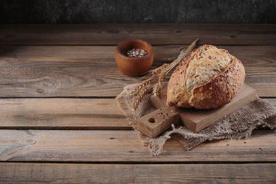 Fresh baked whole grain bread with flax seeds