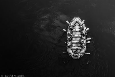 High angle view of boat in sea