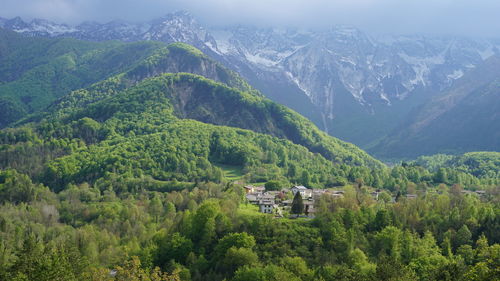 Scenic view of green mountains