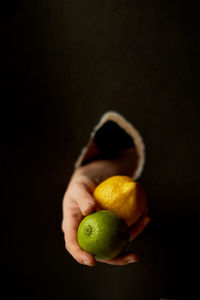 Close-up of fruit against black background