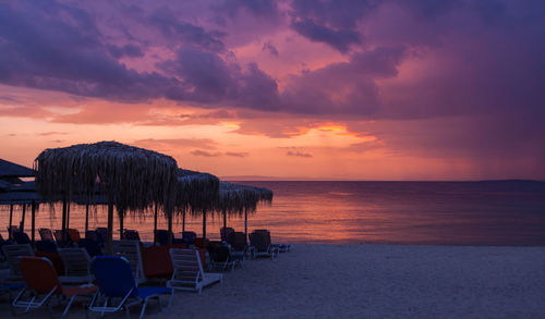 Scenic view of sea against sky at sunset