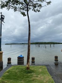 Scenic view of lake against sky