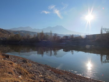 Scenic view of lake against sky