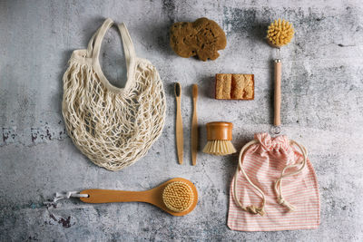 High angle view of food on table