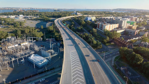 High angle view of city street