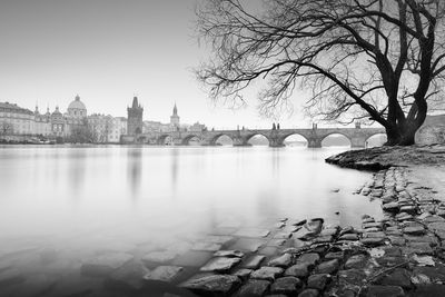 River by city against sky