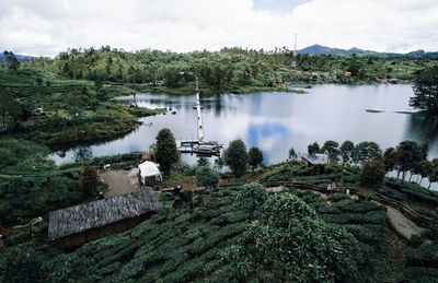 Scenic view of lake against sky