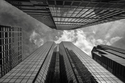 Low angle view of modern buildings against sky