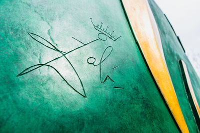 High angle view of text on paper