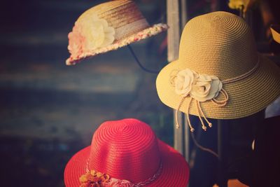 Close-up of hat on beach