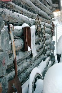 Low section of man on snow