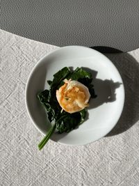 Directly above shot of food in plate on table