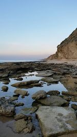 Scenic view of sea against clear sky