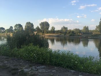 Scenic view of lake against sky