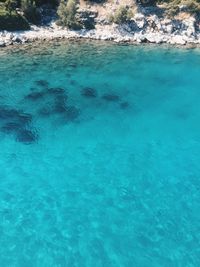 High angle view of rocks in sea