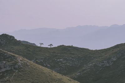 Scenic view of mountains against clear sky