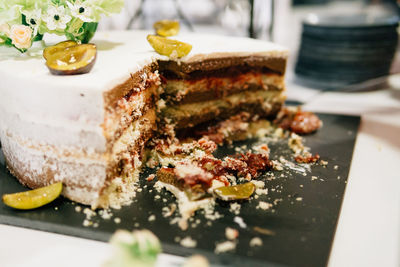Close-up of food in plate on table