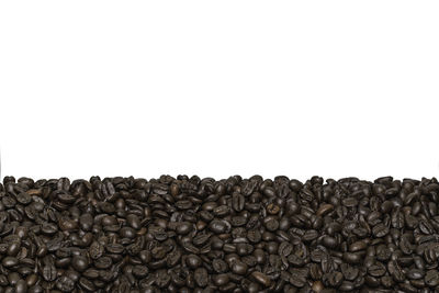 Close-up of coffee beans against white background