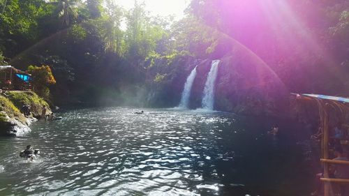 Scenic view of waterfall