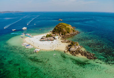 High angle view of beach against sky