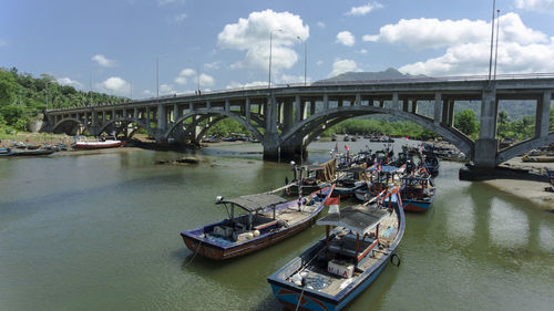Bridge over river against sky