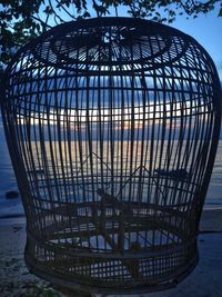 Close-up of metallic structure in sea