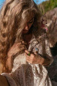 Women's hands and flowers