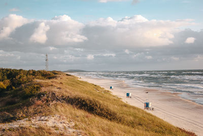 Scenic view of beach against sky