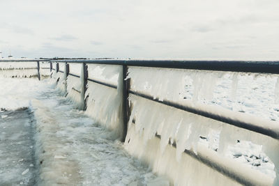 Scenic view of sea against sky during winter