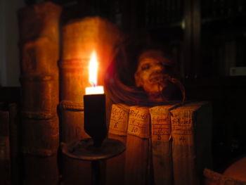 Close-up of illuminated candles