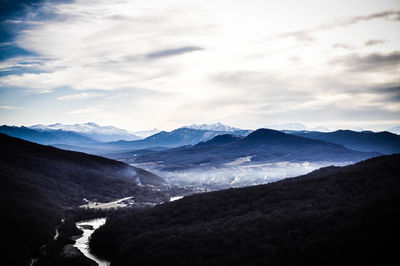 Scenic view of mountains against sky