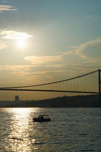 Bridge over river at sunset