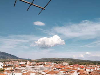 High angle view of townscape against sky