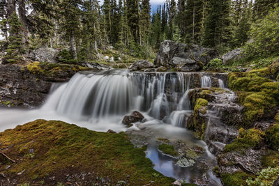 Scenic view of waterfall at banff national park