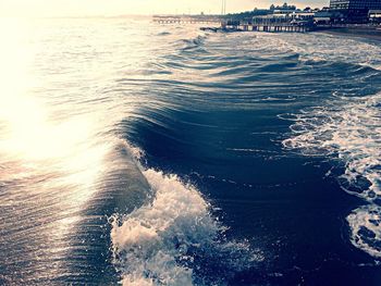 Waves rushing towards shore