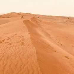 Sand dunes in desert against sky