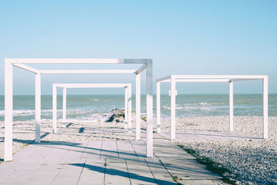 Scenic view of beach against clear sky