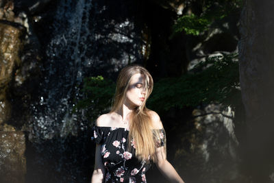 Close-up of woman standing outdoors