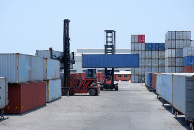 View of commercial dock against clear sky