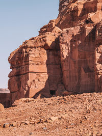 Low angle view of rock formations