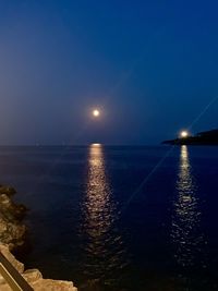 Scenic view of sea against sky at night