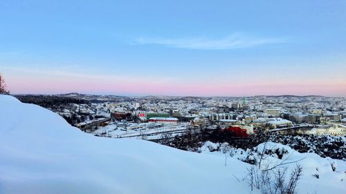 Aerial view of city during winter