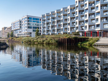 Reflection of buildings in water