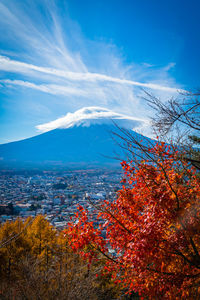 Scenic view of landscape against sky during autumn