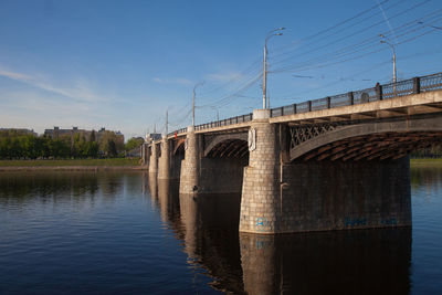 Bridge over river against blue sky