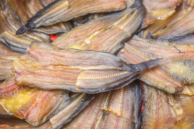 Full frame shot of fish for sale in market