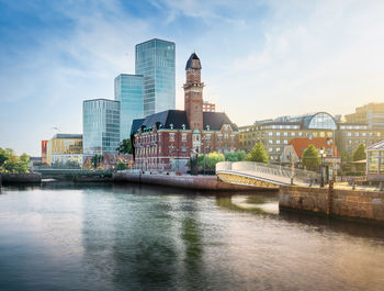 Bridge over river in city